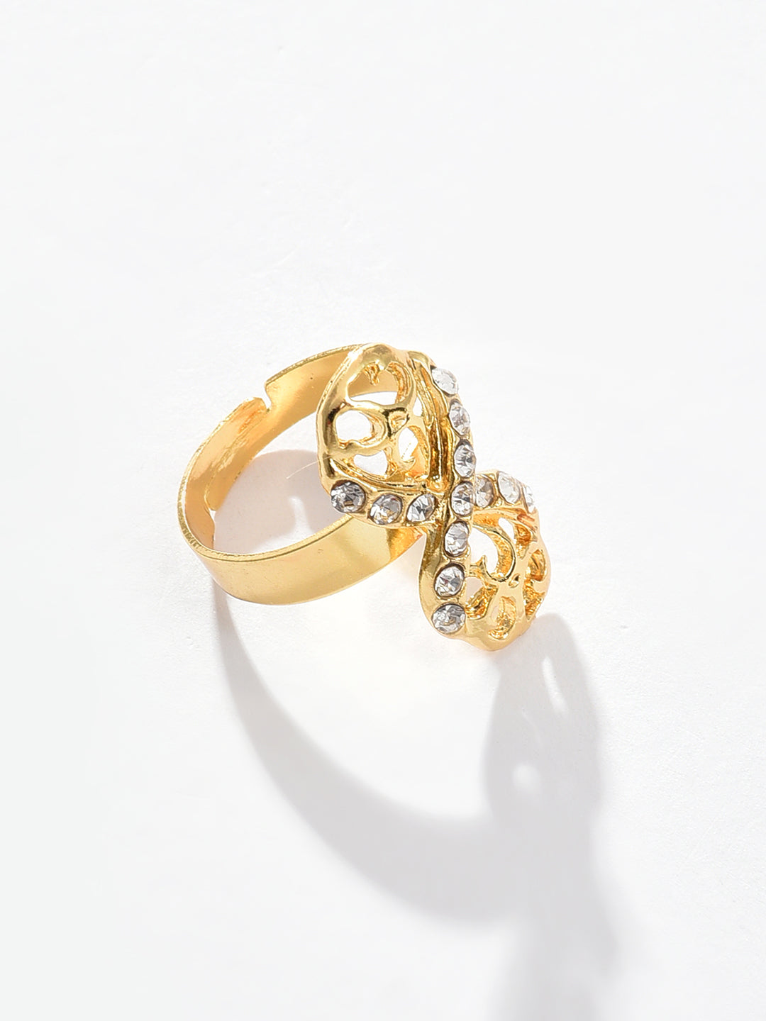 Gold Plated Designer Stone Necklace, Earrings, Bracelet and Ring Set Jewellery Set