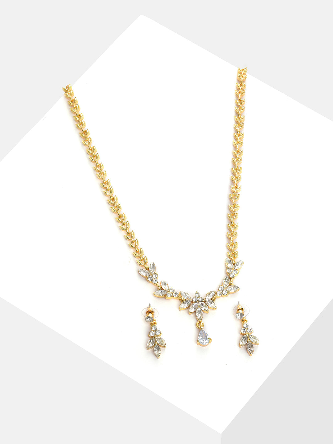 Gold Plated Designer Stone Necklace and Earring Set Jewellery Set