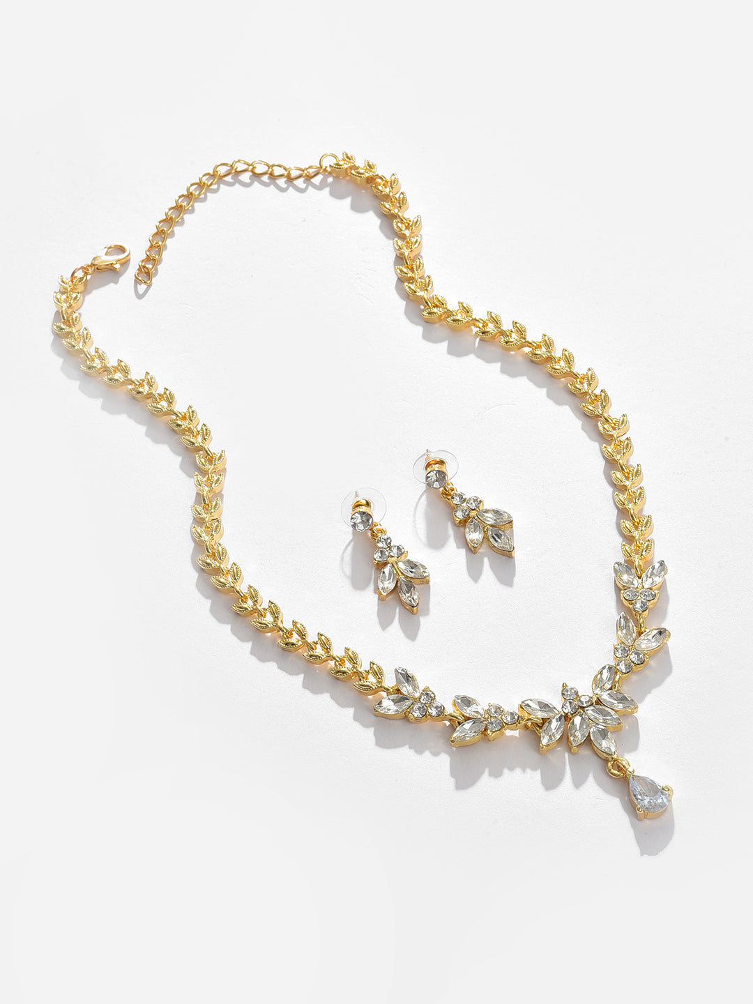 Gold Plated Designer Stone Necklace and Earring Set Jewellery Set