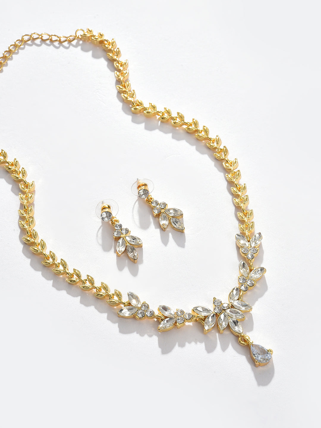Gold Plated Designer Stone Necklace and Earring Set Jewellery Set