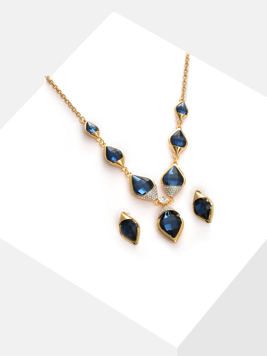 Gold Plated Designer Stone Necklace and Earring Set Jewellery Set
