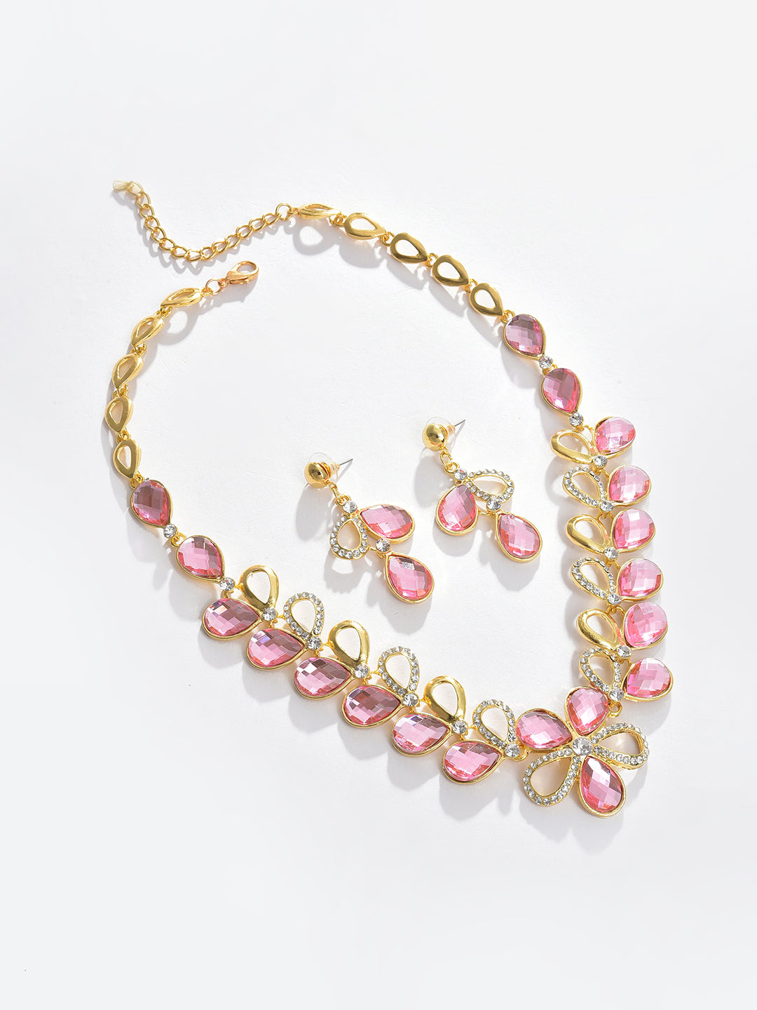 Gold Plated Designer Stone Necklace and Earring Set Jewellery Set