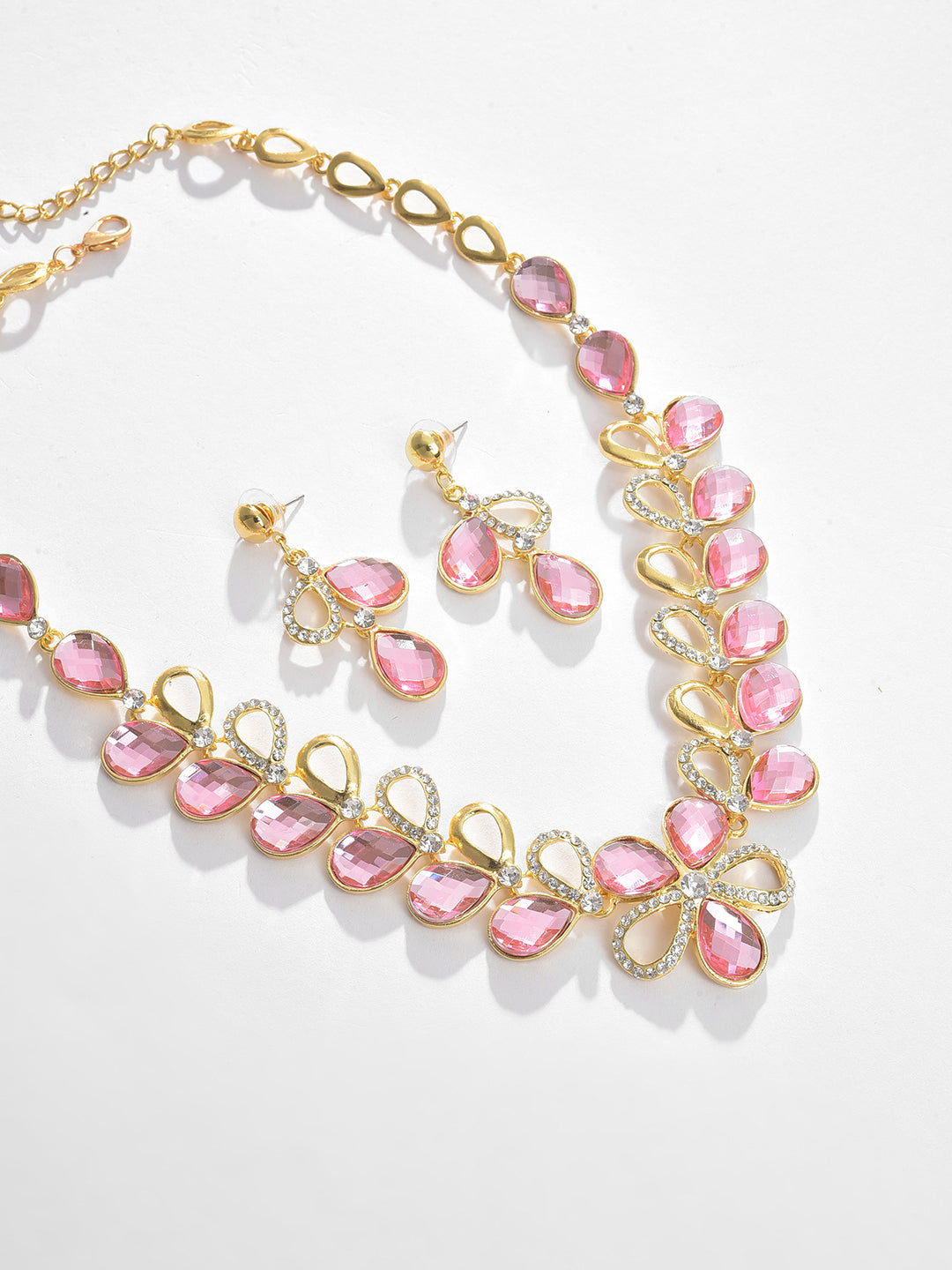 Gold Plated Designer Stone Necklace and Earring Set Jewellery Set