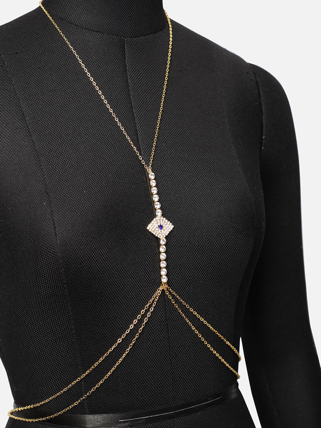 Sohi Eccentric Party Fancied Gem Studded Gold Plated Body Chain