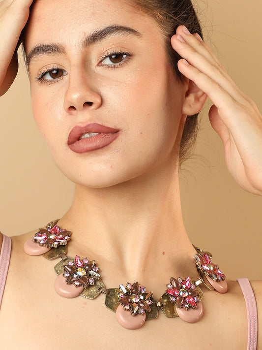 Gold Plated Designer Stone Necklace