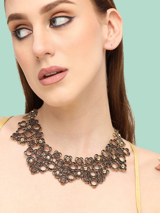 Gold-Plated Stone-Studded Necklace