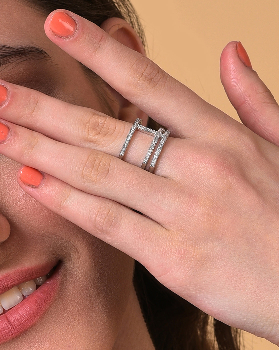 Silver Plated American Diamond Ring