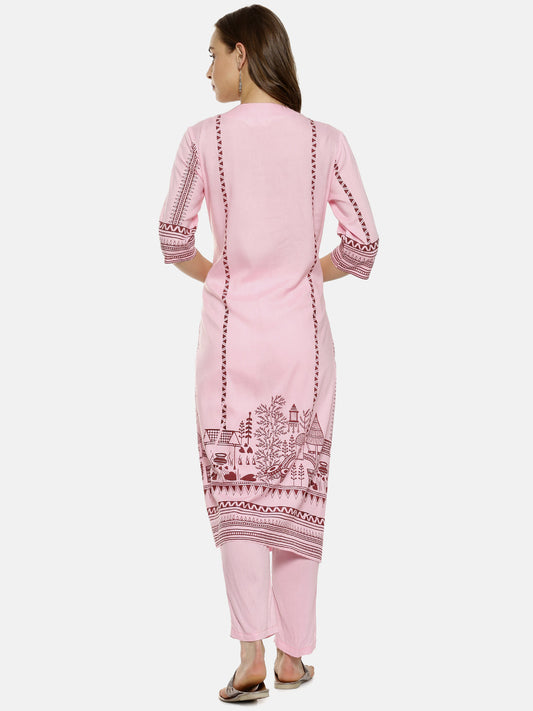 Landscape Block Kurta With With Trousers Set