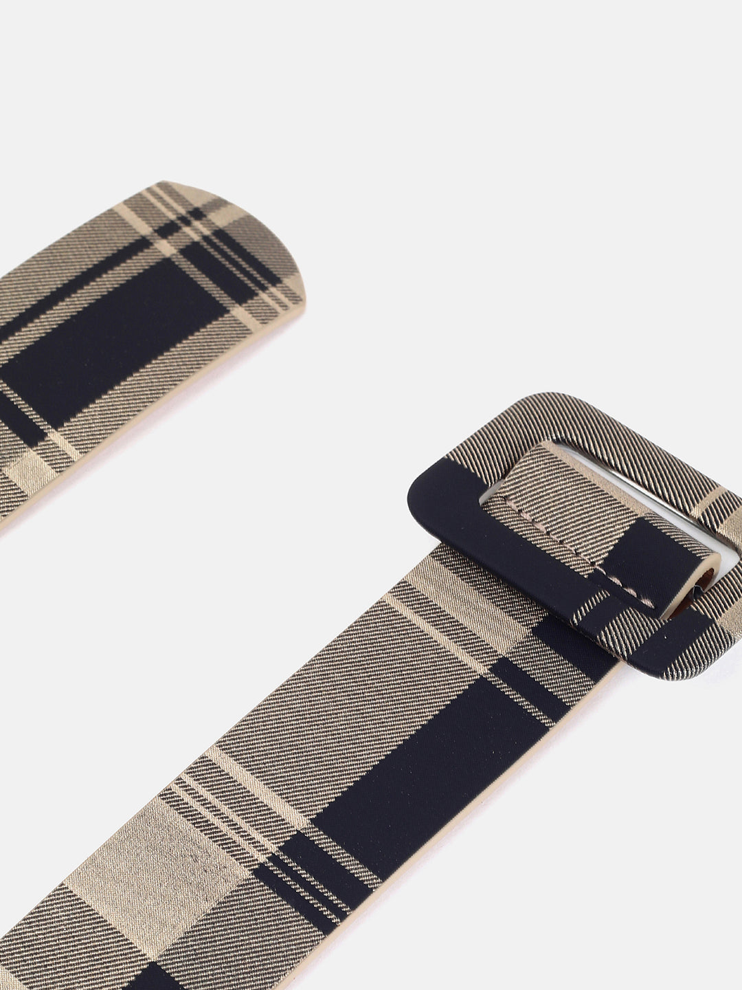 WOMEN BLACK GREY CHECKED BELT