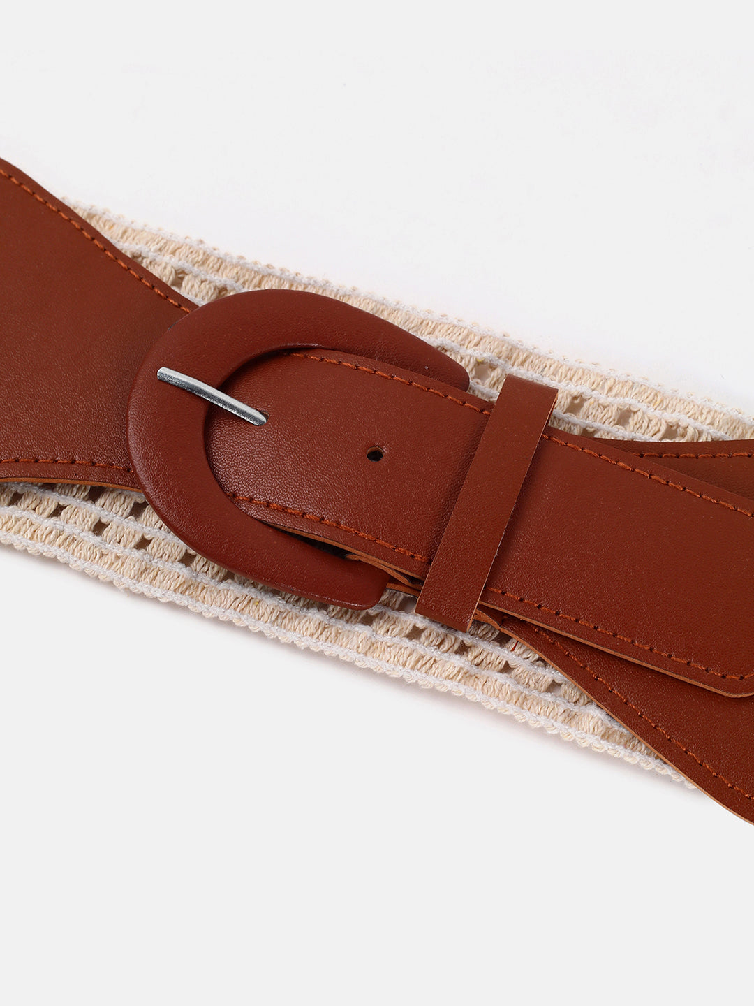 WOMEN BROWN TEXTURED BELT