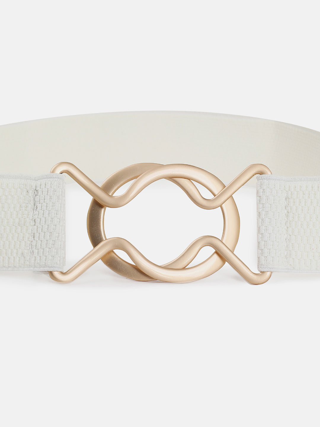 WOMEN WHITE GOLD-TONED SOLID STRETCHABLE BELT