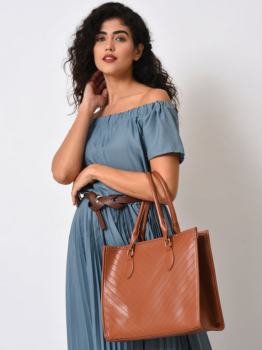 Diagonal Delight Brown Tote Bag