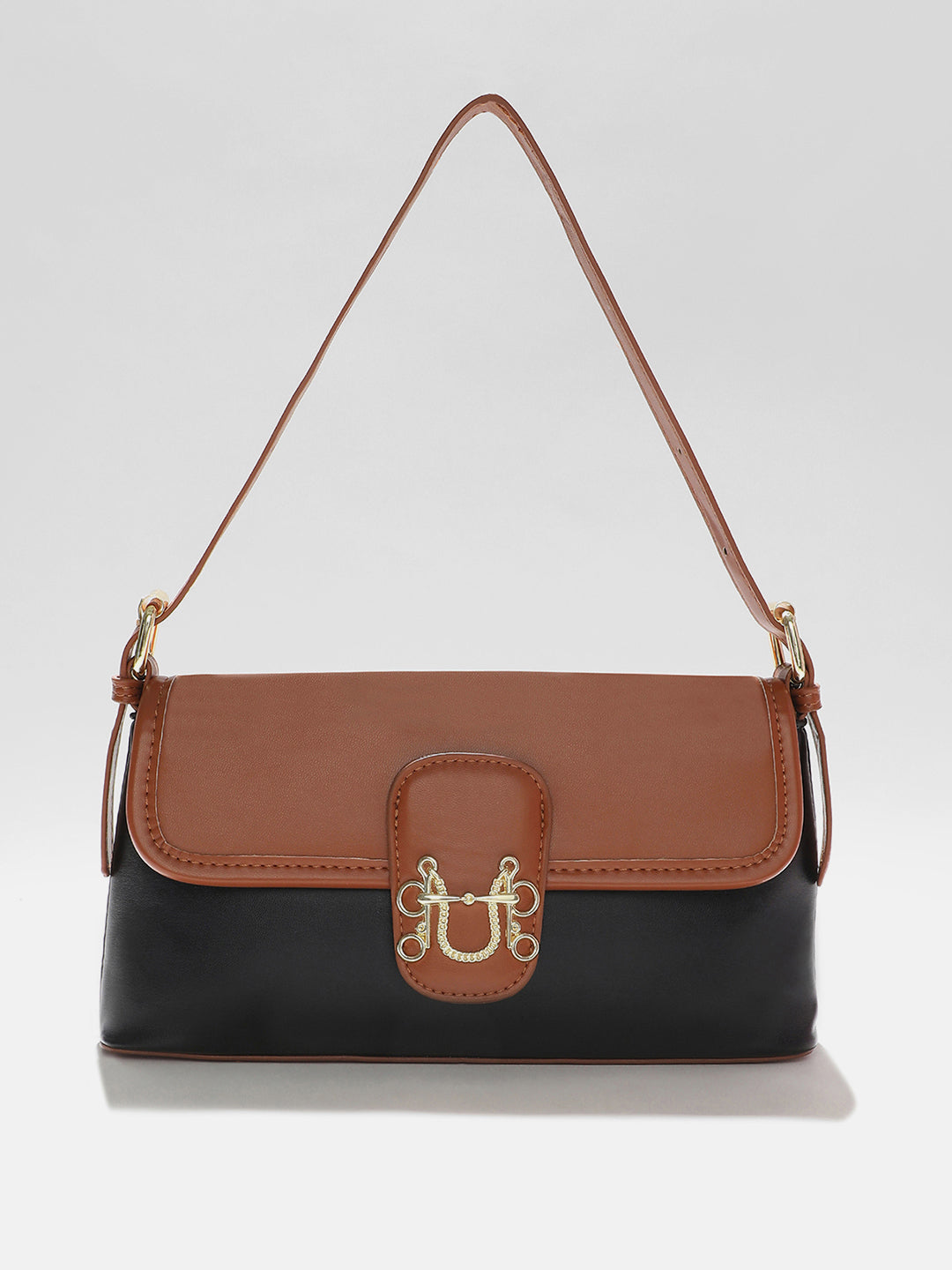Dual-Tone Delight Black & Brown Hand Bag
