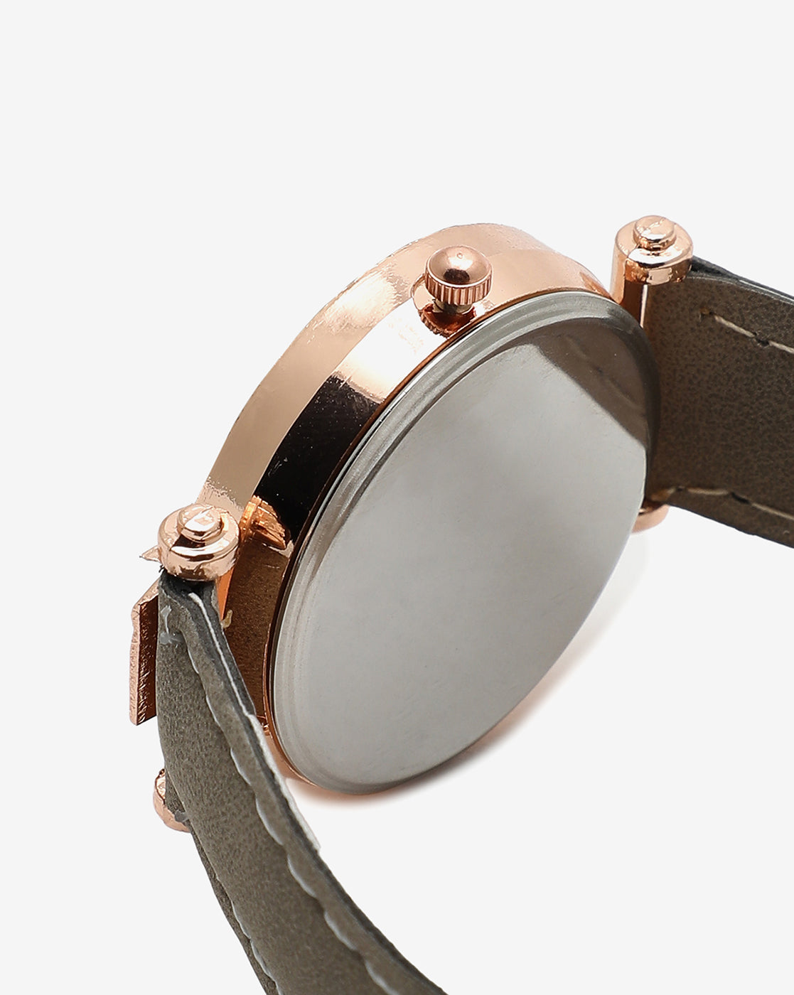 BLACK ANALOG ROUND DIAL WITH GOLD HOUR MARKER AND BEIGE SUEDE STRAP