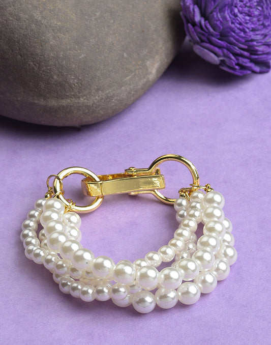 Gold Plated Beaded Pearl Bracelet
