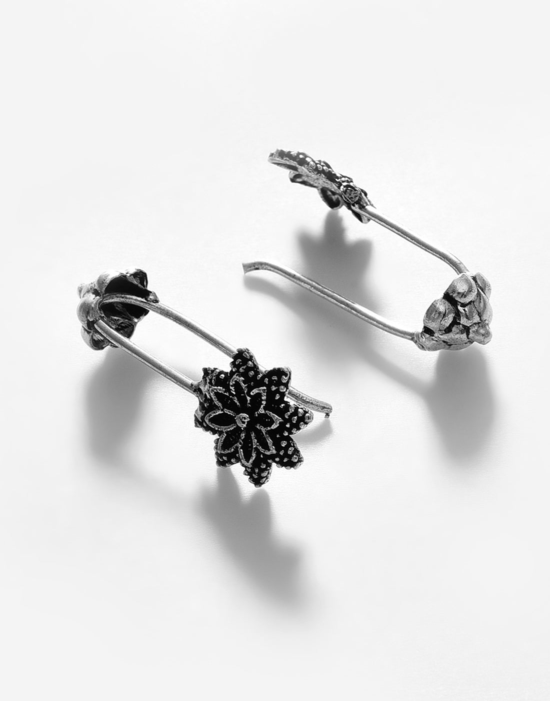 Silver Plated Floral Drop Earring