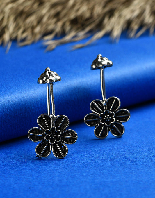 Silver Plated Floral Drop Earring