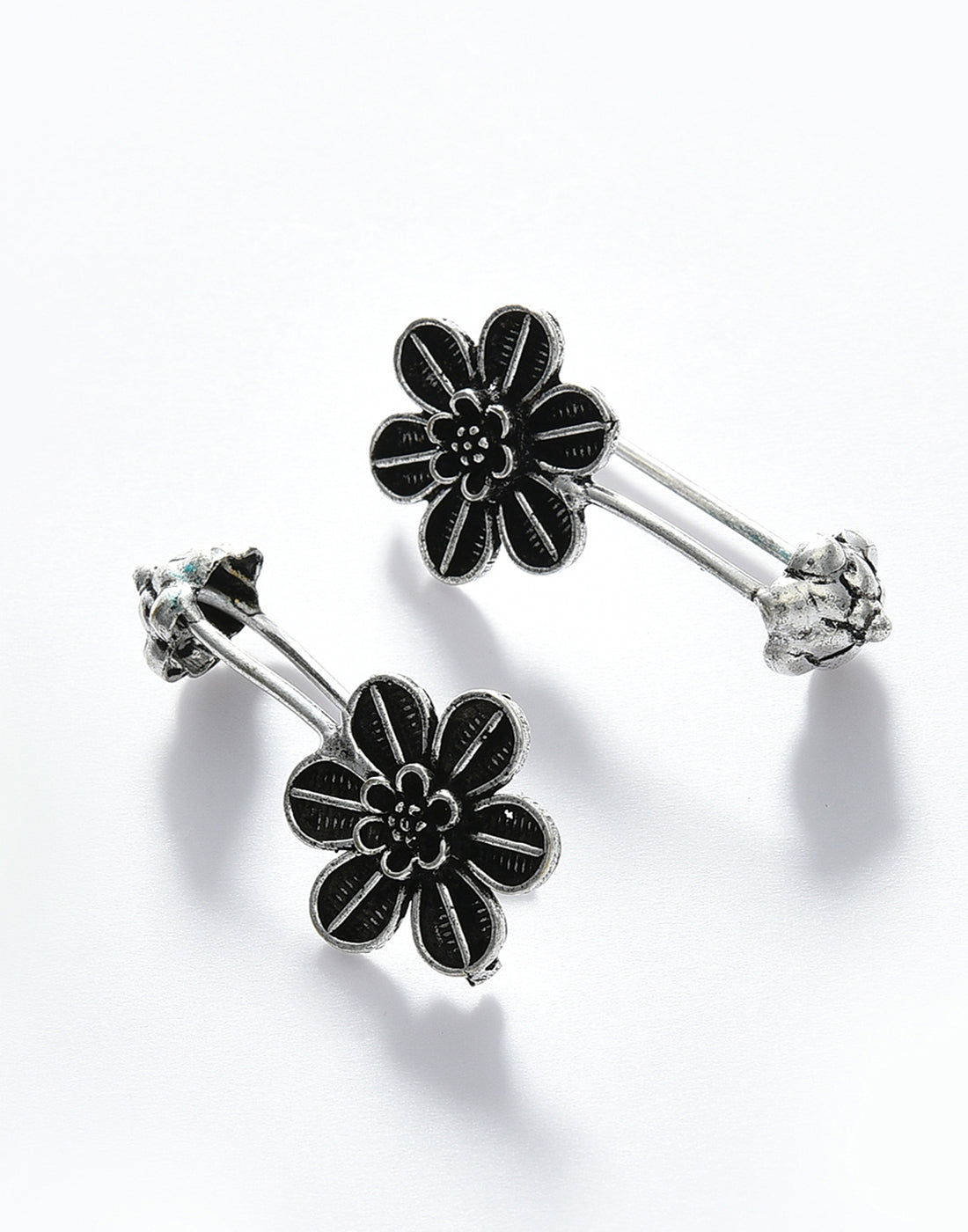 Silver Plated Floral Drop Earring