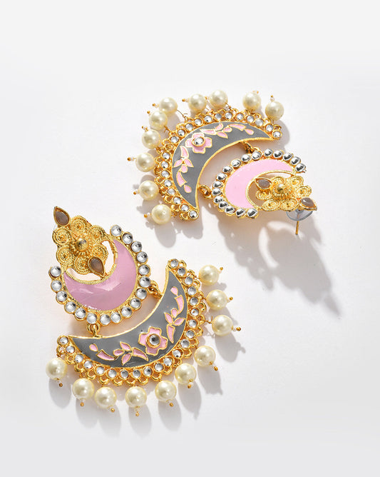 Gold Plated Diamond Pearls Beaded Jhumka