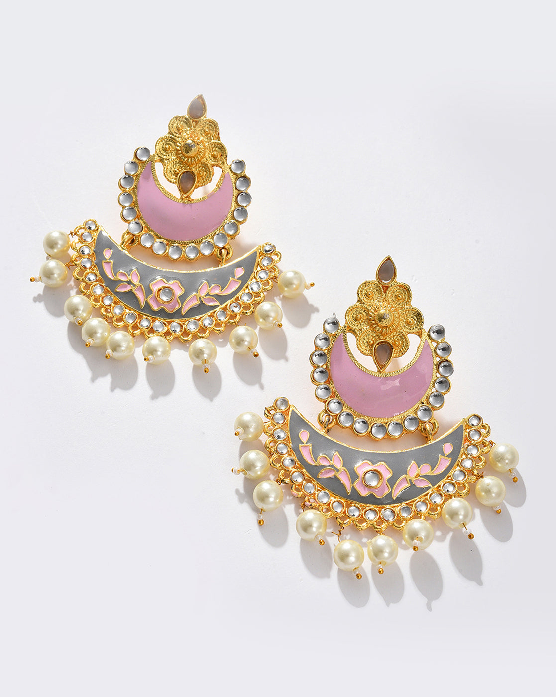 Gold Plated Diamond Pearls Beaded Jhumka