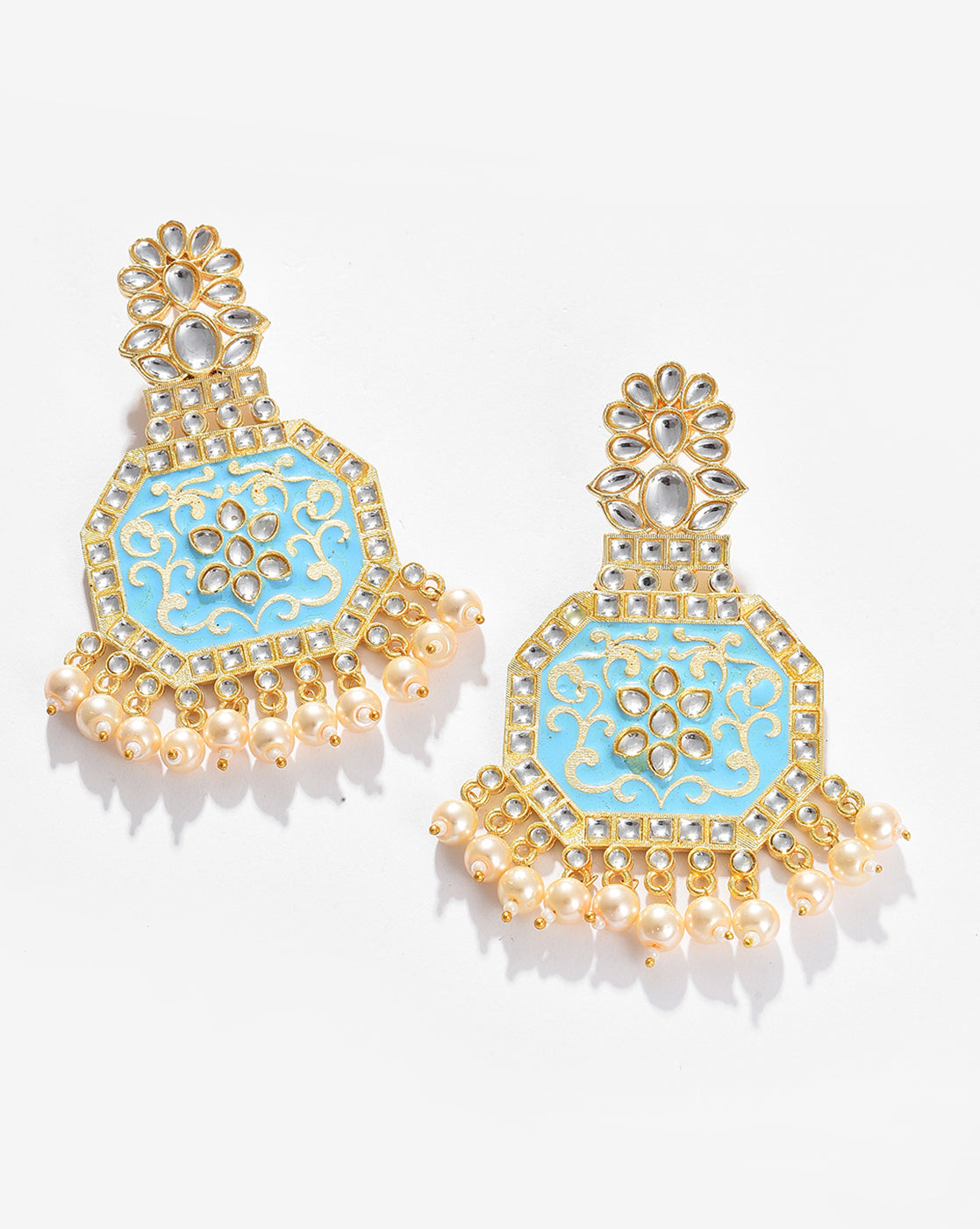 Women Blue Meenakari Jhumkas