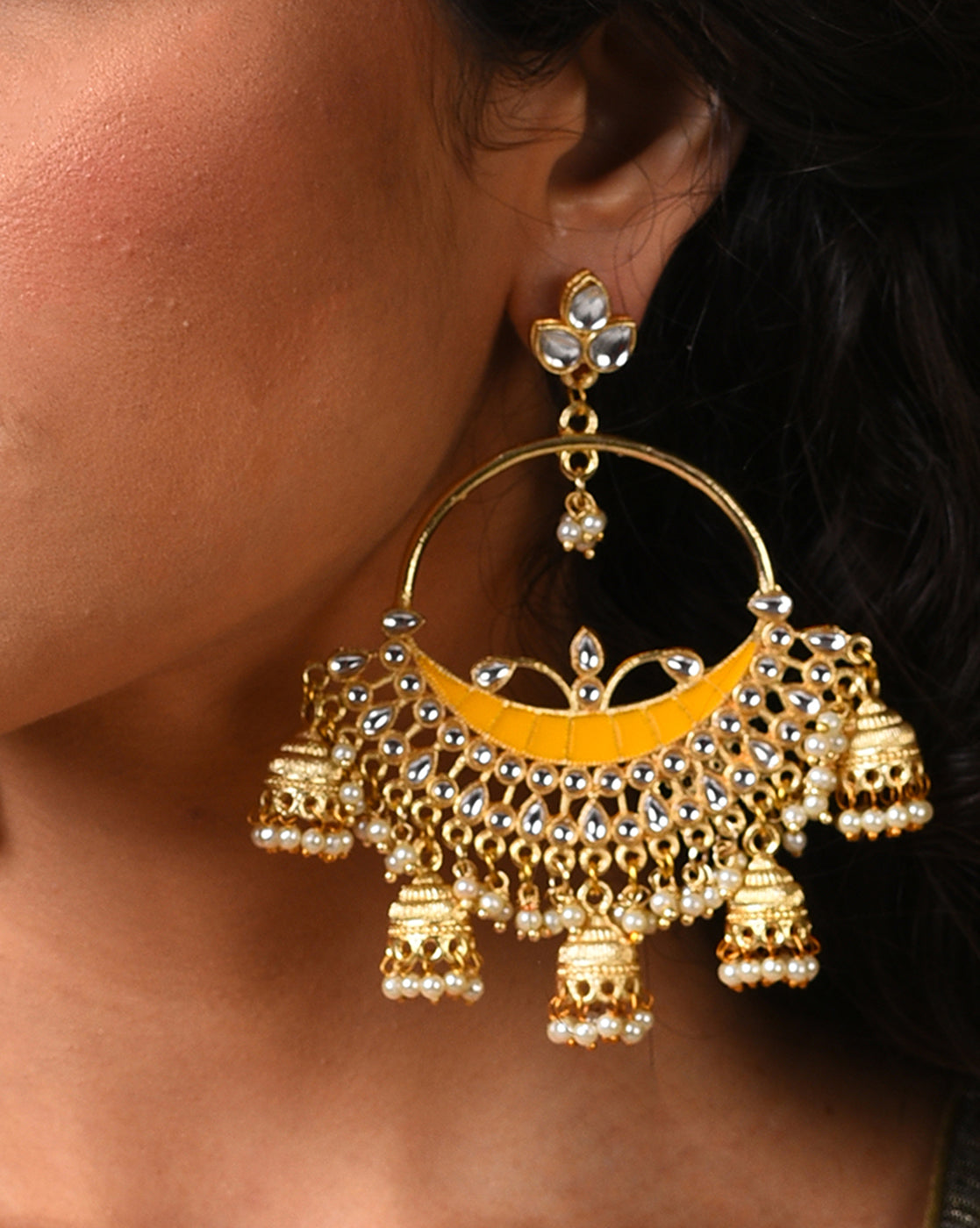 Women Yellow Chaandbali