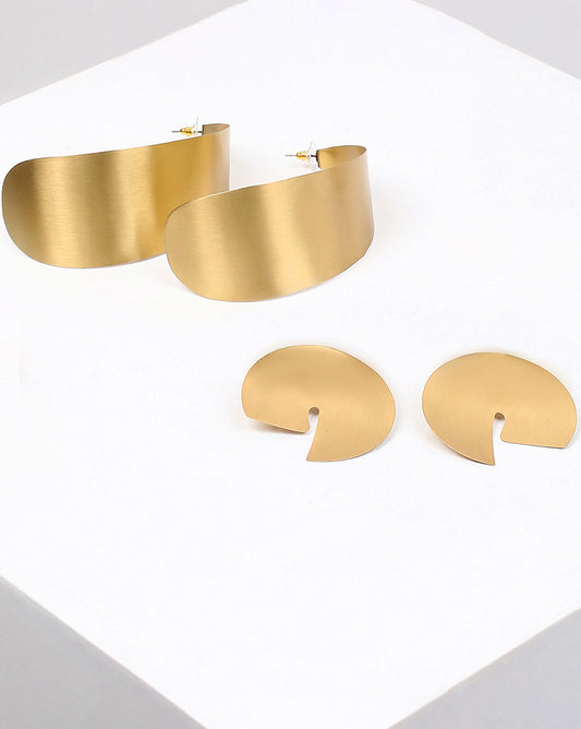 Pack of 2 Gold Plated Designer Hoop Earrings