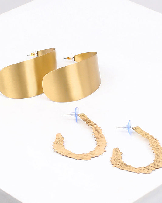 Pack of 2 Gold Plated Designer Hoop Earrings