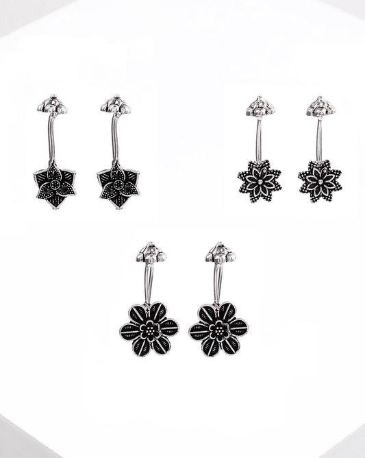 Pack of 3 Floral Designer Drop Earrings