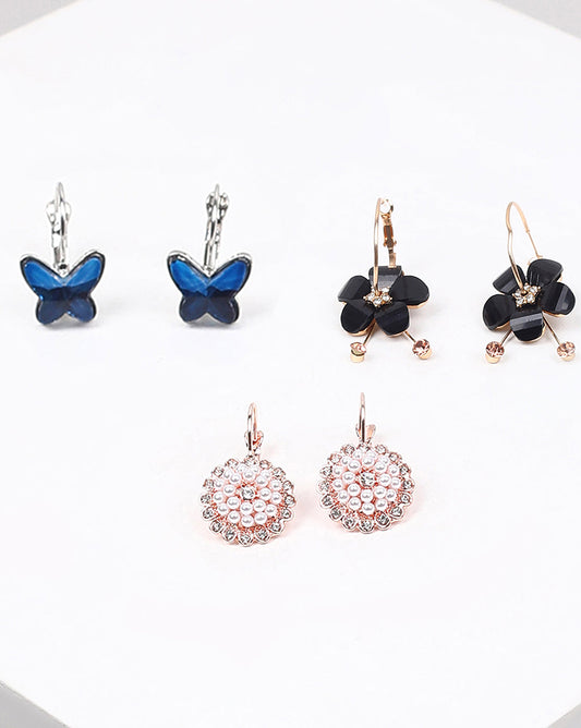 Pack of 3 Gold Plated Designer Drop Earring