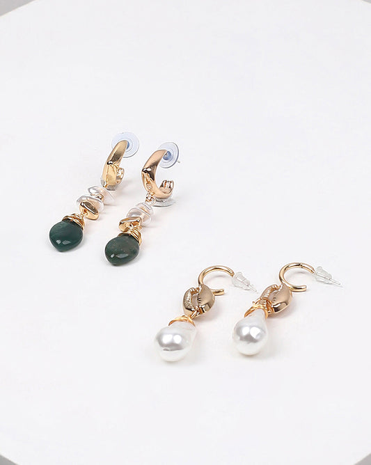 Pack of 2 Gold Plated Designer Drop Earring