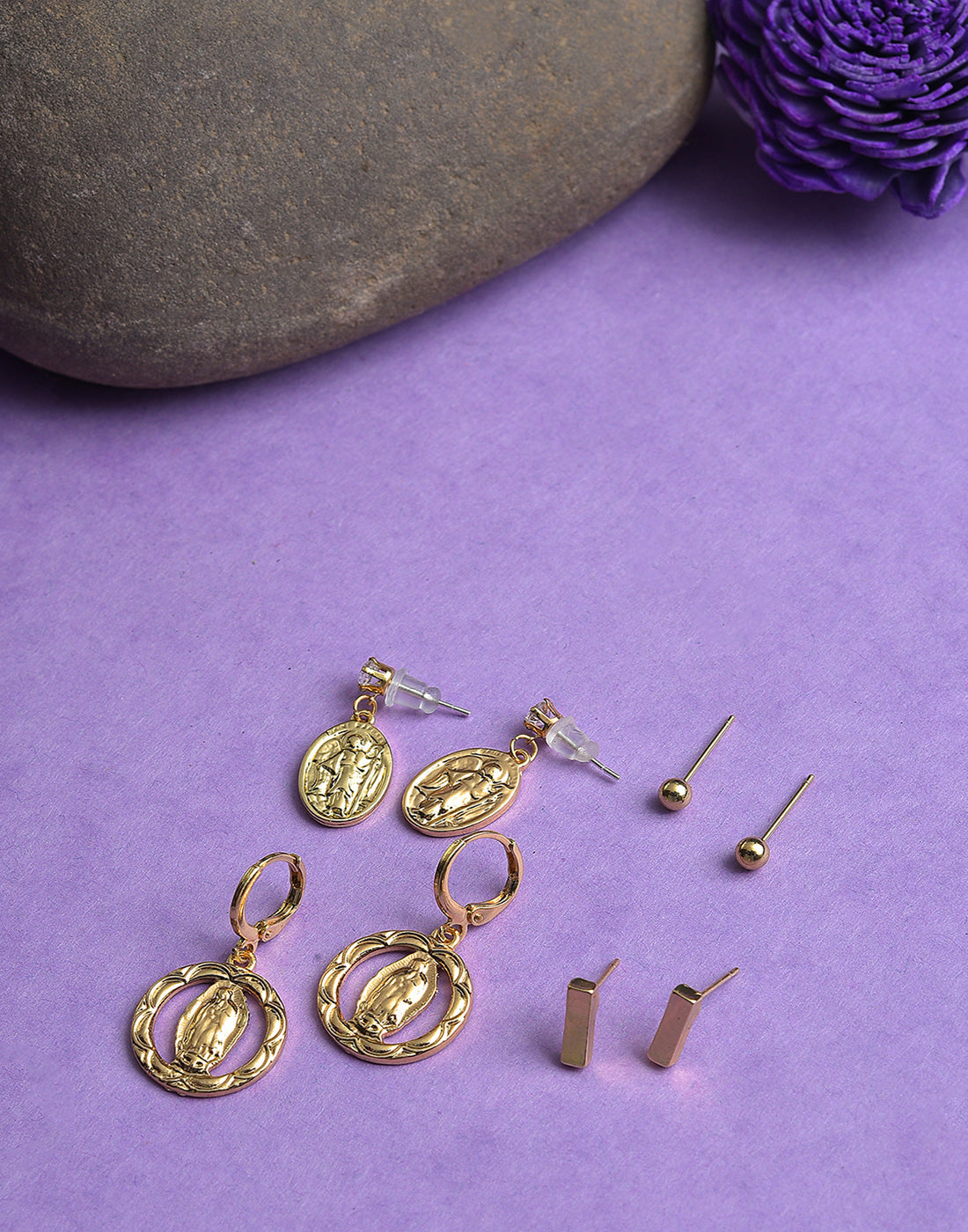 Pack of 4 Gold Plated Drop Earring
