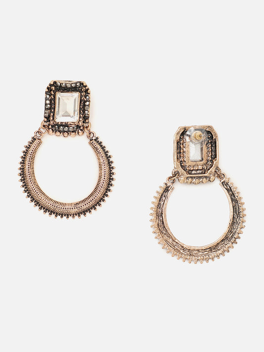 Gold Plated Designer Stone Drop Earring