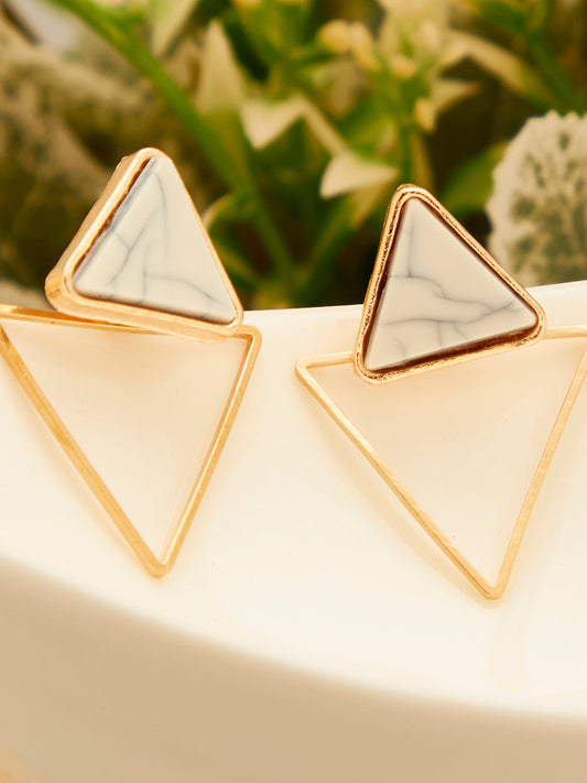 Gold Plated Designer Stone Drop Earring