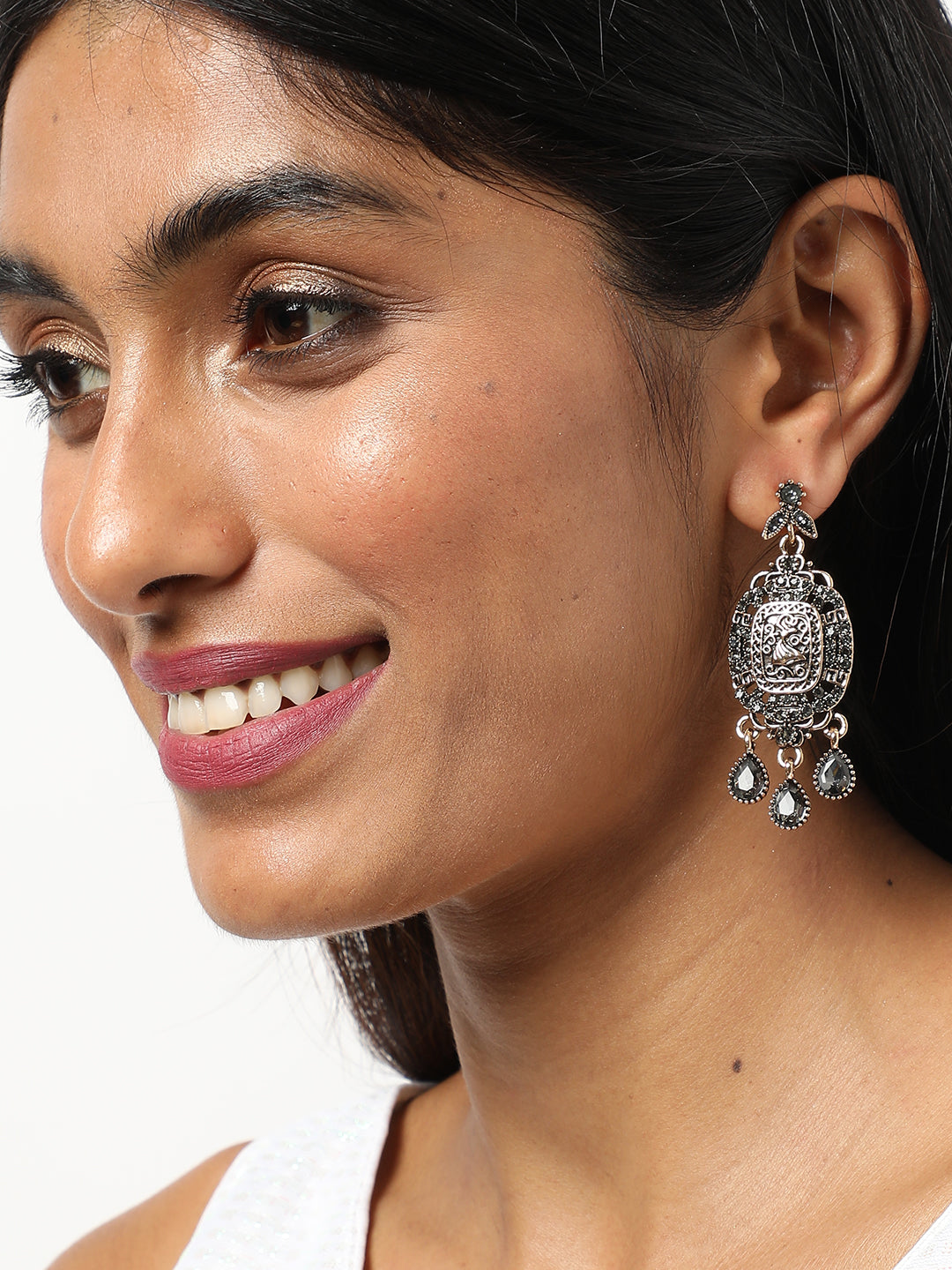 Gold Plated Designer Stone Drop Earring