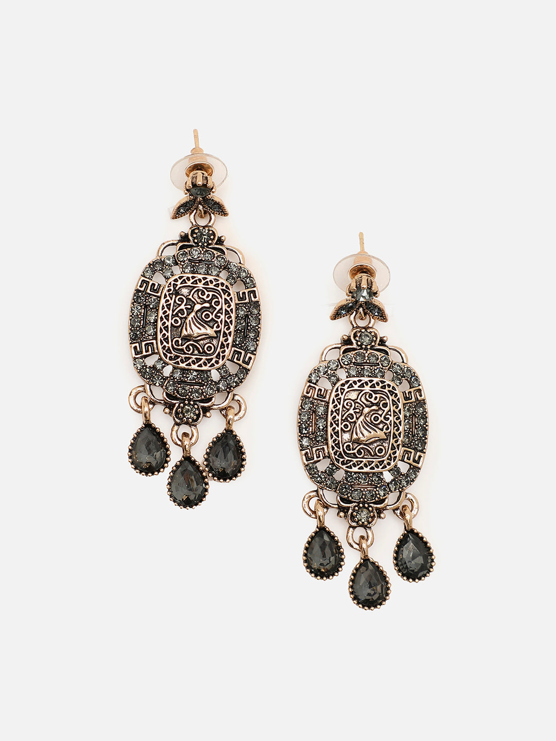Gold Plated Designer Stone Drop Earring