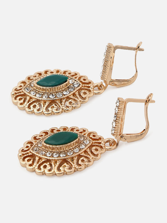 Gold Plated Designer Stone Drop Earring