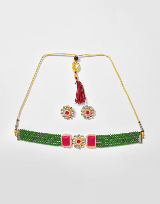 Gold Plated Beaded Necklace Set