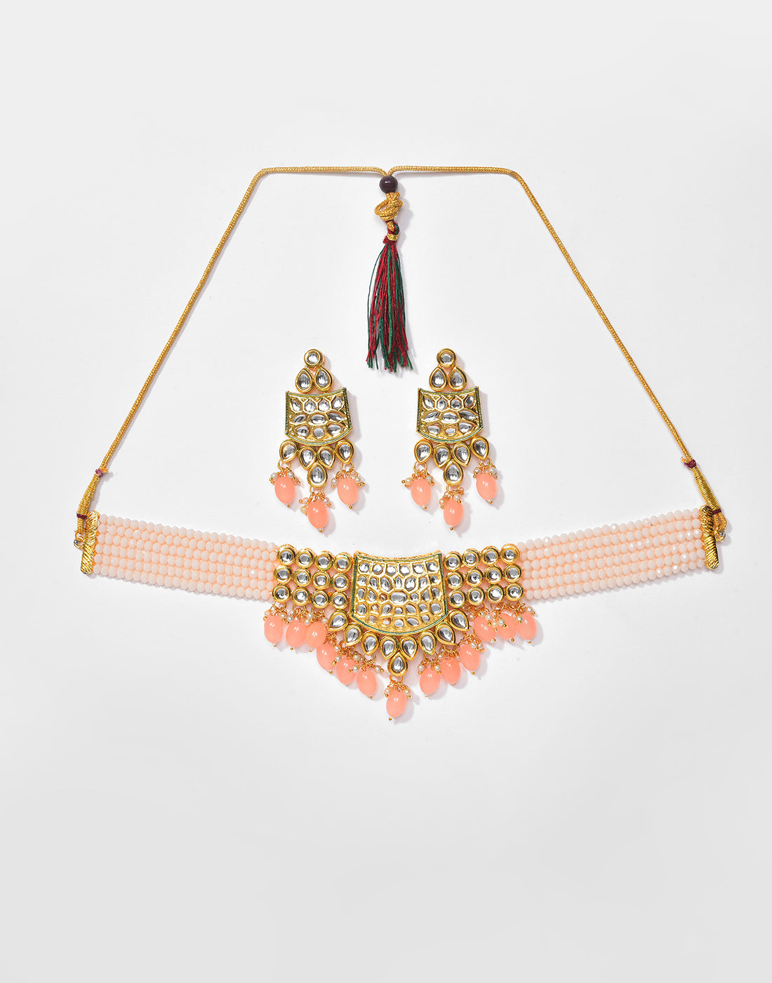 Kundan Beads Gold Plated Necklace Set