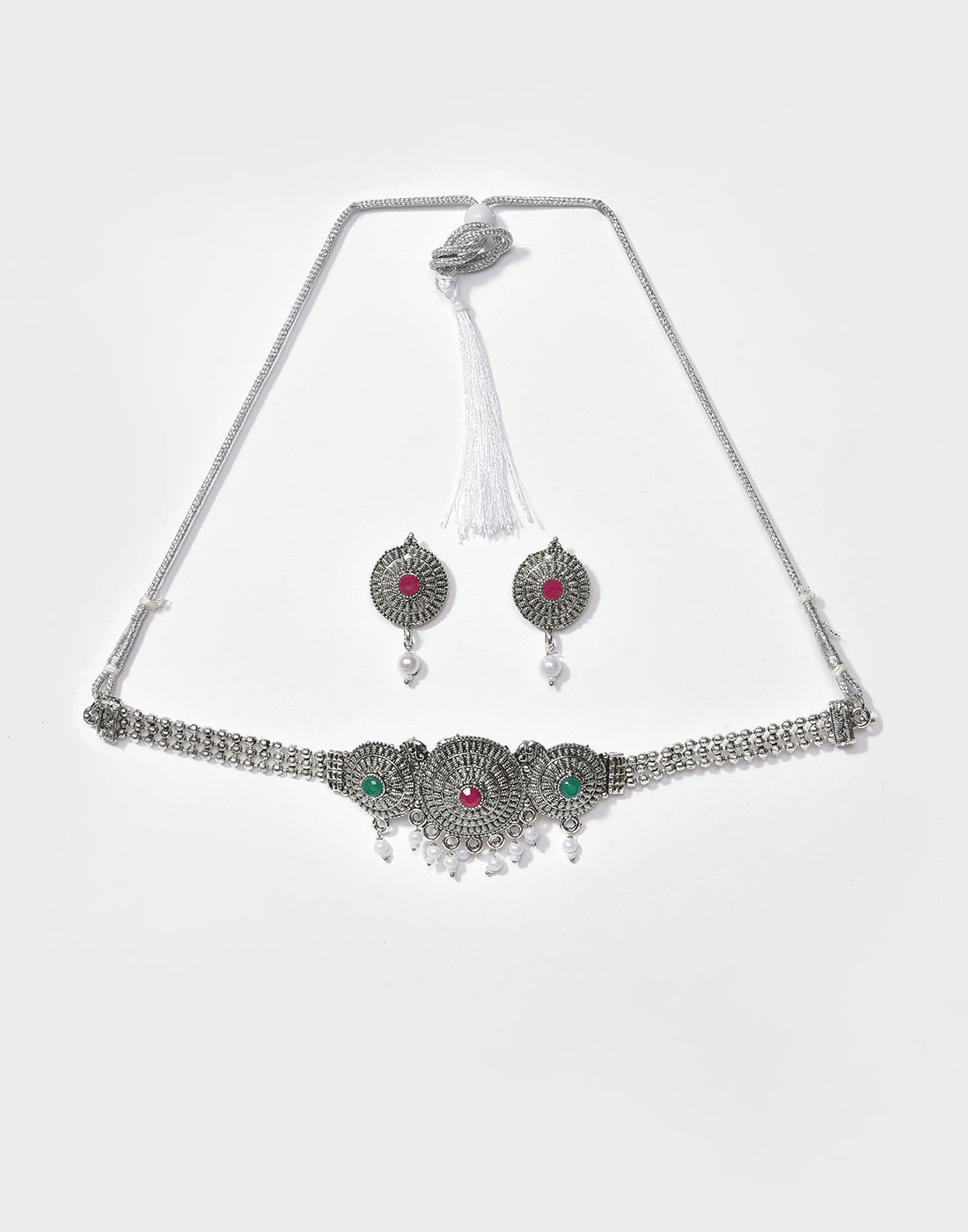 Meenakari Silver Plated Necklace