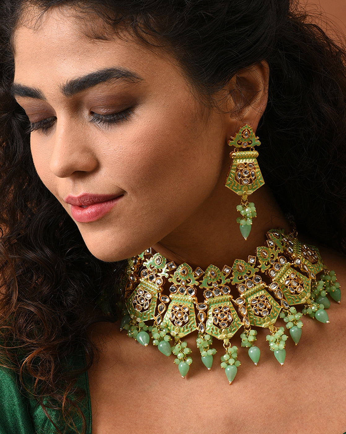 Kundan Meenakari Jaipuri Choker Set