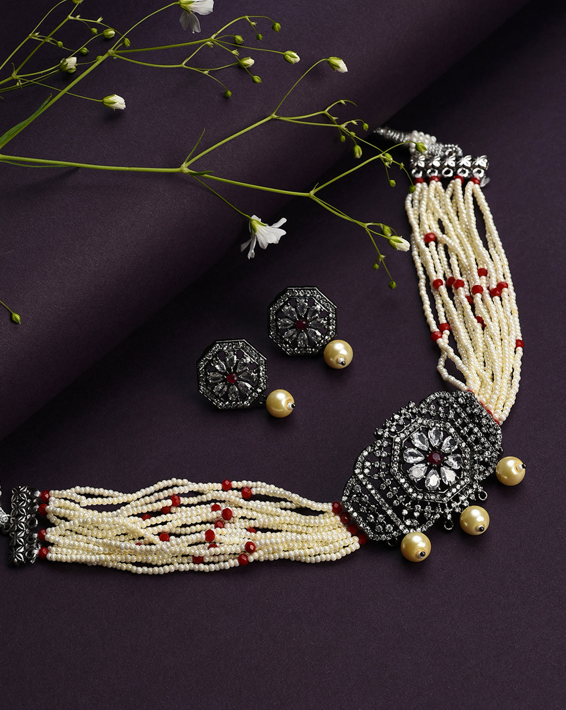 Gold-Plated Beaded Necklace Set