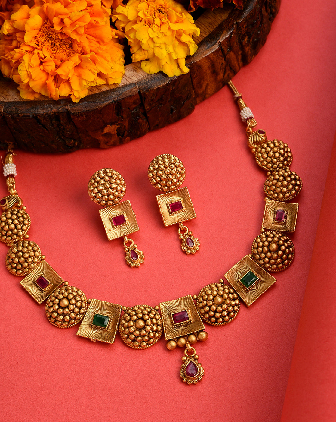 Gold-Plated Contemporary Jewellery Set