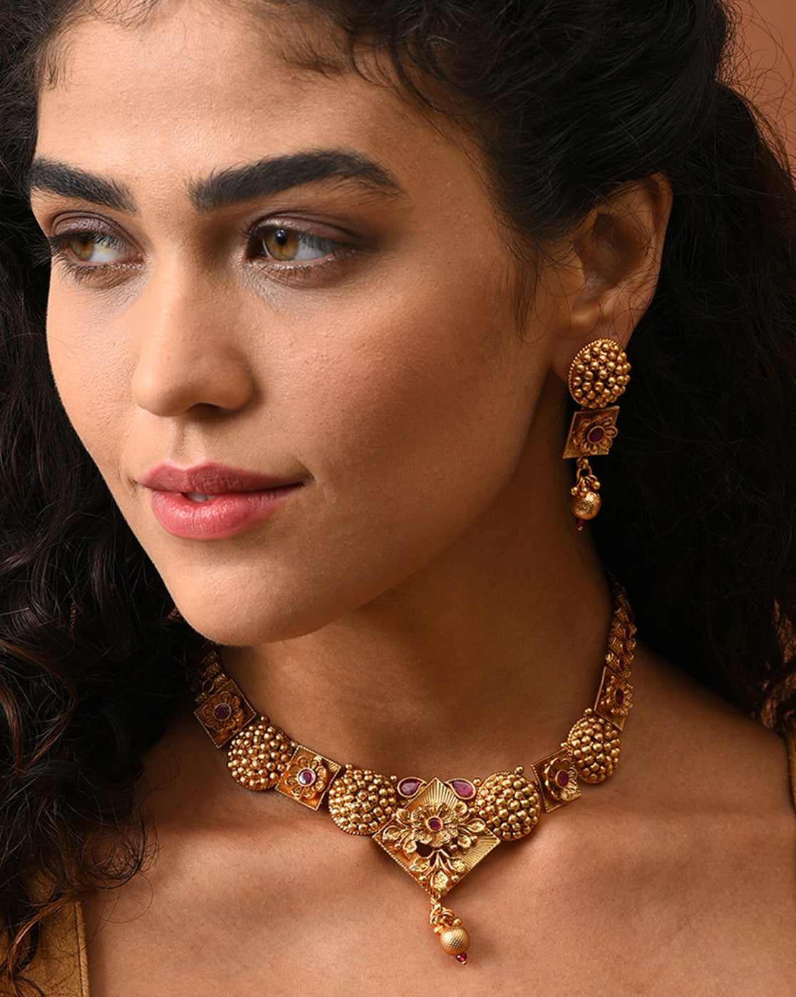 Gold-Plated Contemporary Jewellery Set