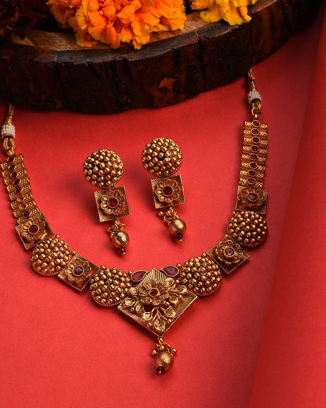 Gold-Plated Contemporary Jewellery Set