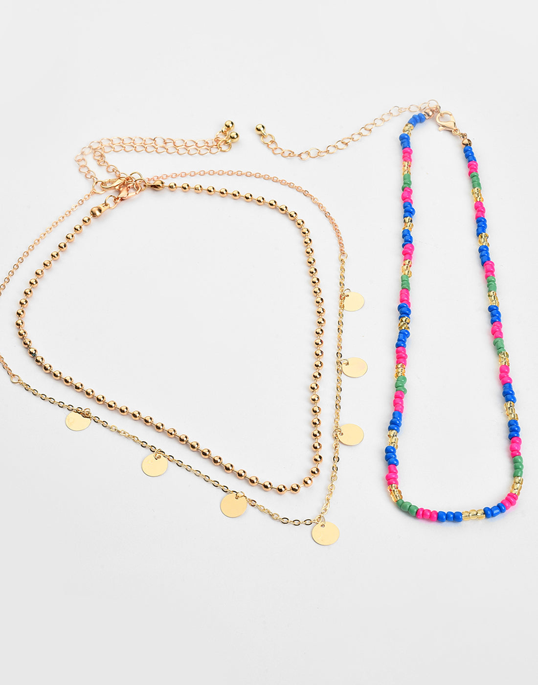 Pack of 3 Gold Plated Beaded Necklace