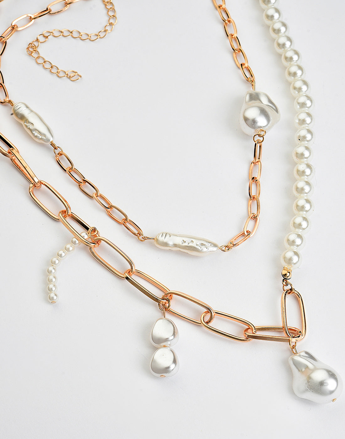 Pack of 2 Gold Plated Pearl Beaded Necklace