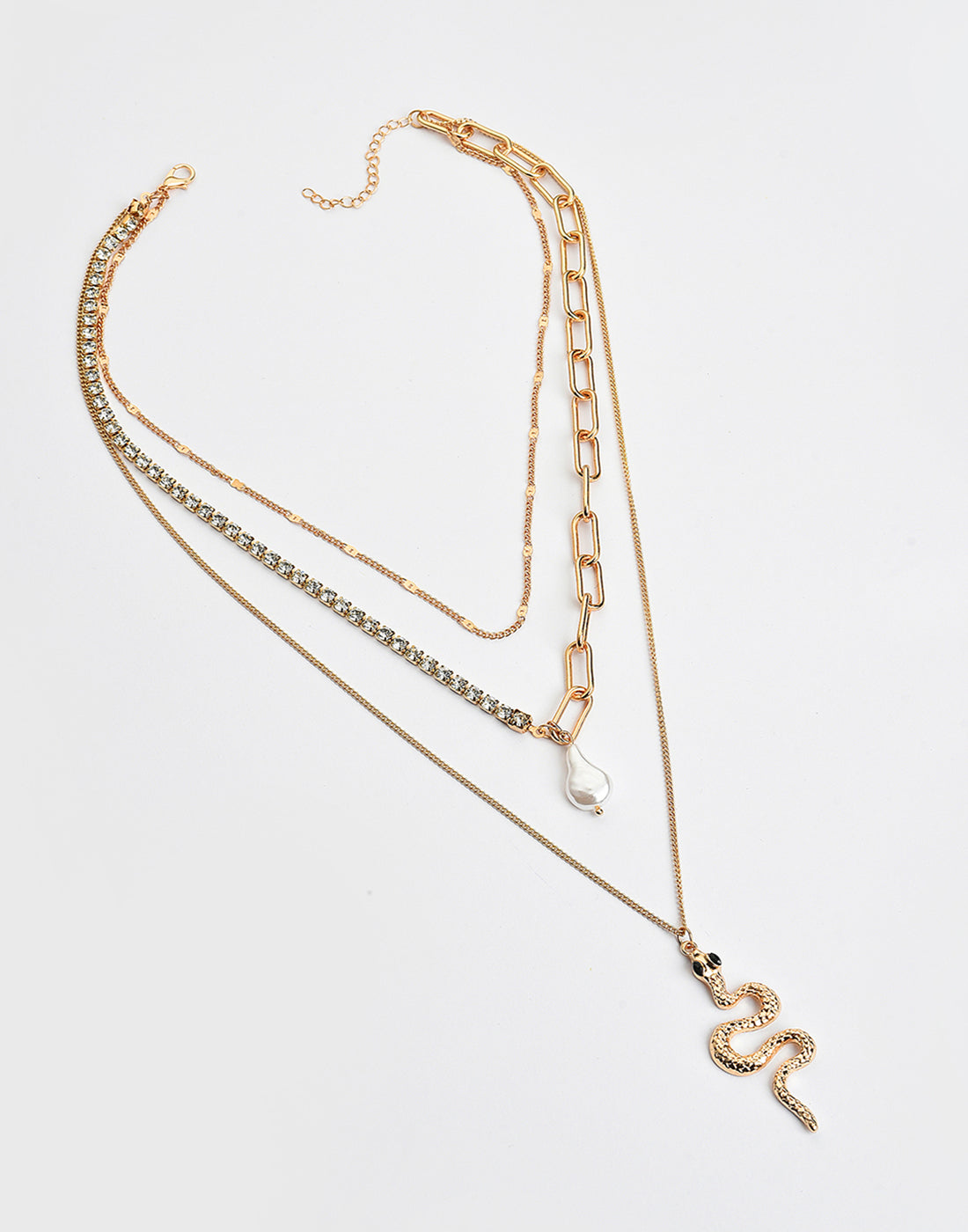 Pack of 3 Gold Plated Snake Shaped Necklace
