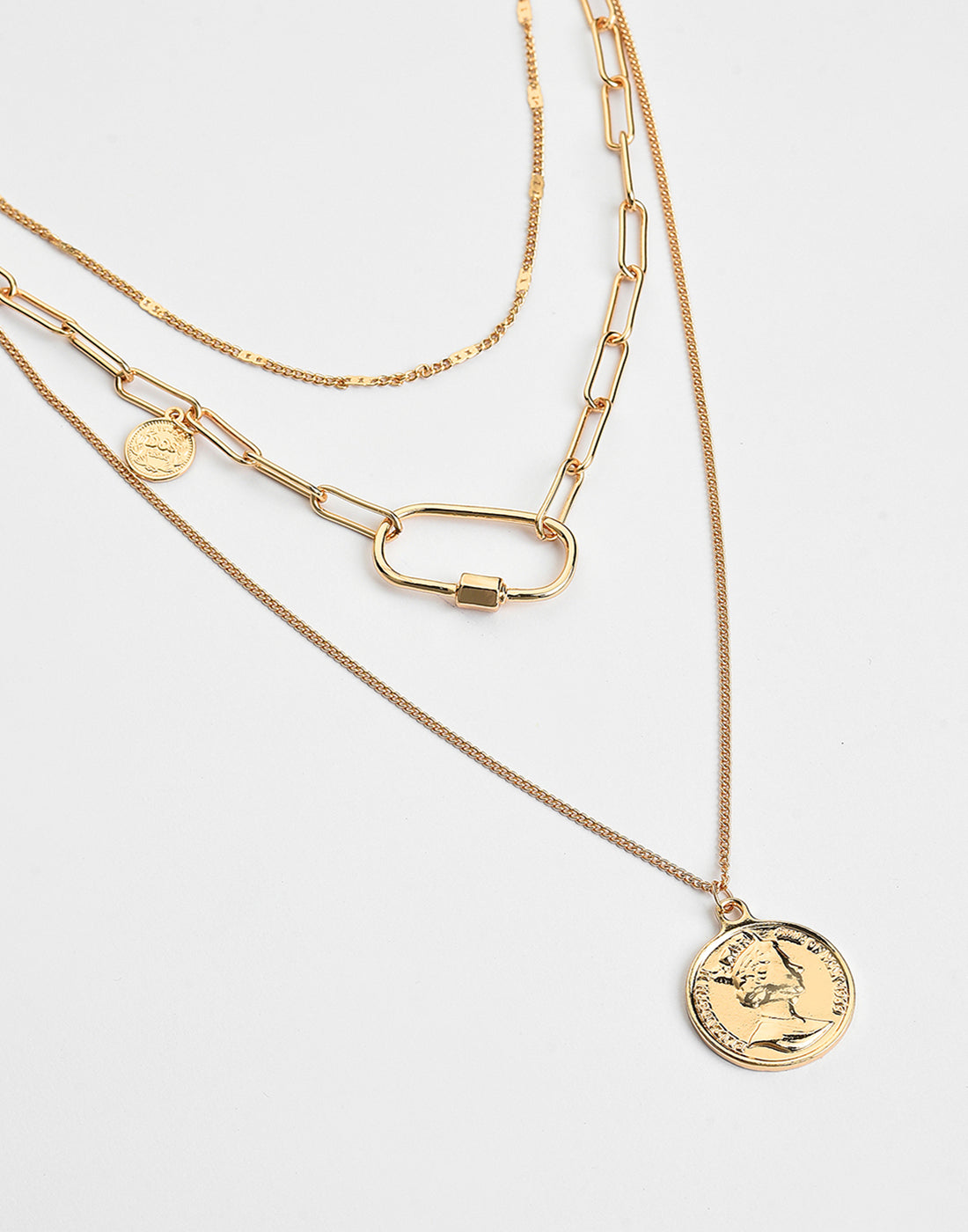 Pack of 3 Gold Plated Coin Pattern Necklace