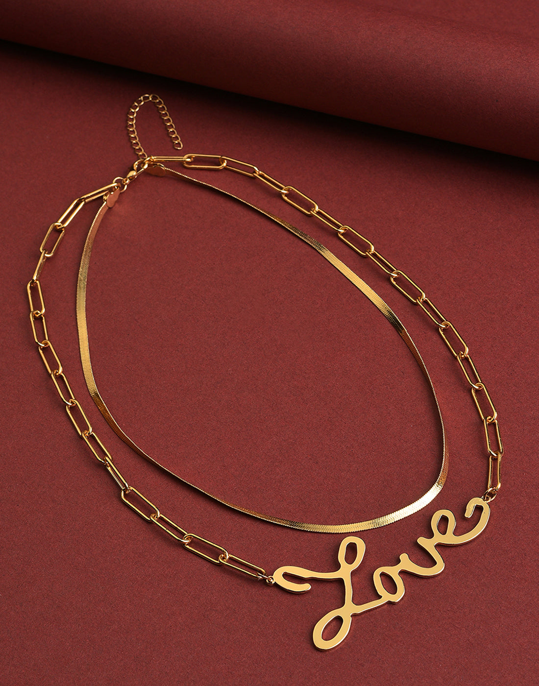 Pack of 2 Gold Plated Love Printed Necklace